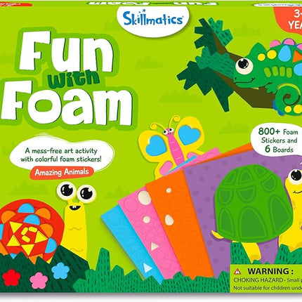 Skillmatics Foam Sticker Art Activity - Animals, Mess-Free Fun for Kids, 800+ 3D Foam Stickers, DIY Felt Craft Kits, Gifts for Boys & Girls Ages 3, 4, 5, 6, 7