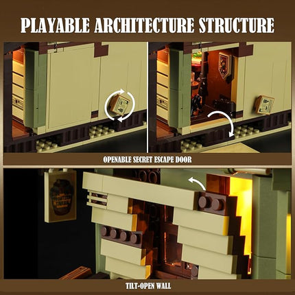 FUNWHOLE Western-Saloon Lighting Building-Bricks Set - The Old West Saloon LED Light Construction Building Model Set 2026 Pcs for Adults and Teen