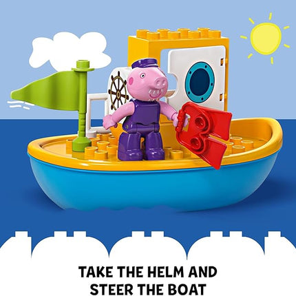LEGO DUPLO Peppa Pig Boat Trip Bath Toy, Building Block Learning Set for Preschool Kids with 2 Peppa Pig Figures Included, Water Toy Gift Idea for Toddlers Ages 2 and Up, 10432