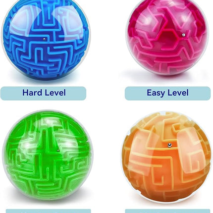 2 Pack 3D Maze Puzzle Ball - Brain Teaser Game, Gravity Memory Cube - Educational Toy Gifts for Students, Teens, Adults - Orange and Blue