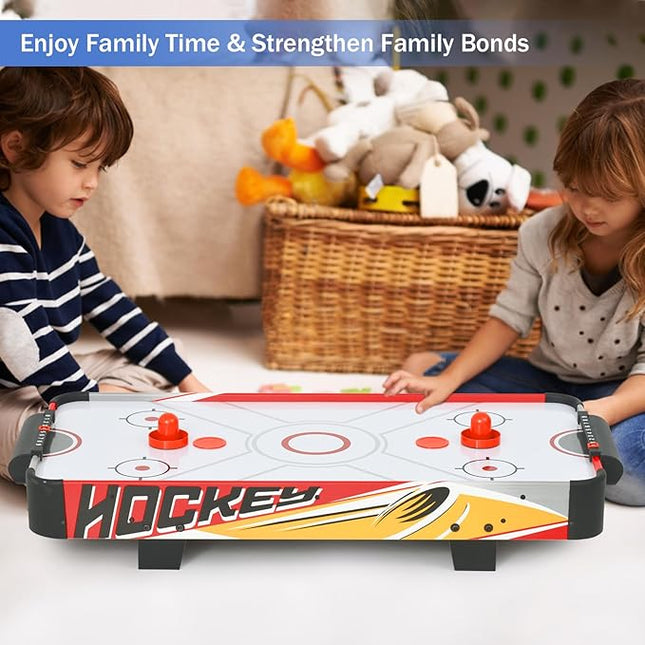 Table Top Air Hockey Table for Kids, 32” Mini Tabletop Air Hockey Game w/Electric Motor Fan, 2 Pushers and 2 Air Hockey Pucks, Great for Playing on The Floor, Tabletop
