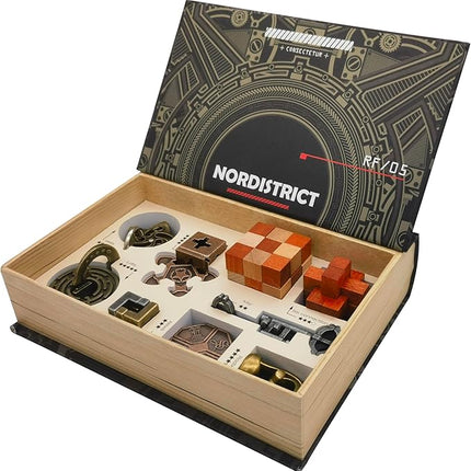 9PCS IQ Puzzle Box Set - Metal & Wood Brain Teaser Games, Decryption Lock Toys for Adults & Teens. Ideal Gift for Christmas, Valentine's Day, Birthday, Anniversary & Family Party Game