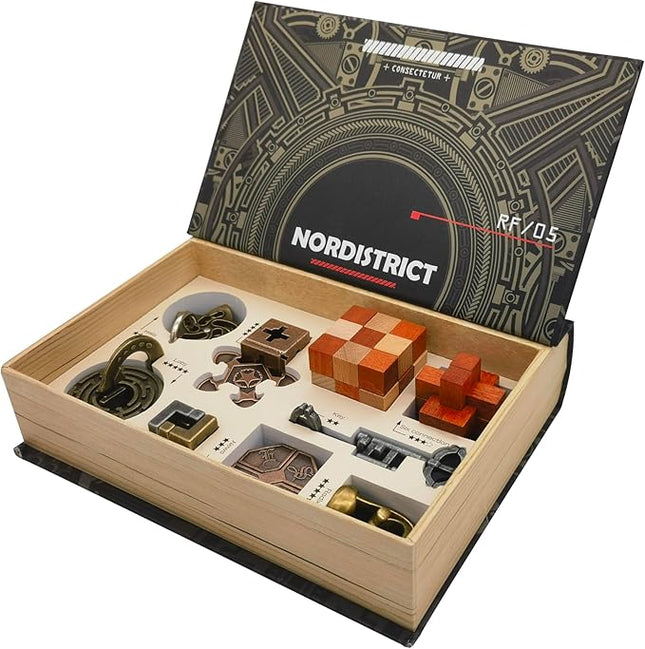 9PCS IQ Puzzle Box Set - Metal & Wood Brain Teaser Games, Decryption Lock Toys for Adults & Teens. Ideal Gift for Christmas, Valentine's Day, Birthday, Anniversary & Family Party Game