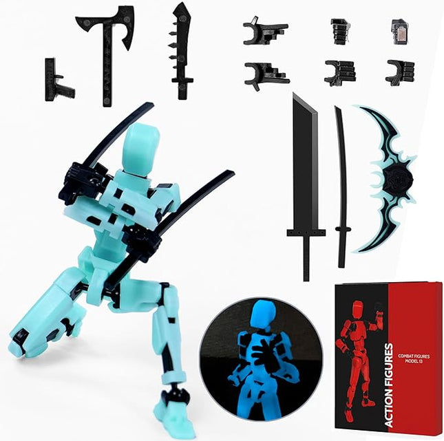 Magnetic Action Figure Set,(Assembly Completed) Model 13 Action Figure Multi-Jointed Movable,Gift Box Packaging, a Great for Loved Ones and Friends(Magnetic Luminous)