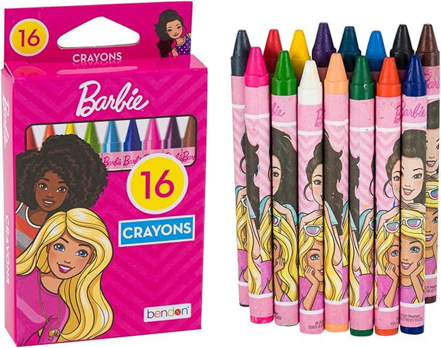 Barbie Crayons | Barbie Crayon Box | Barbie Crayons for Girls | Barbie Coloring | Barbie Accessories | Barbie Crafts | 16 Count | Multicolor (Modern, 1, Count)