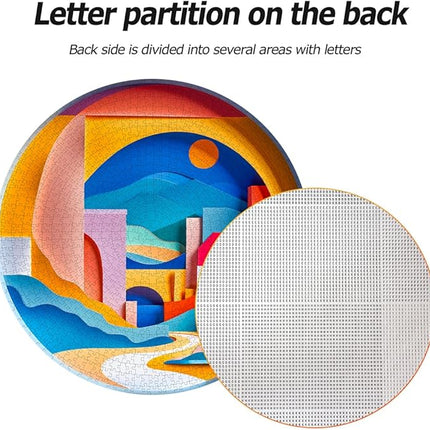 Bgraamiens 3D Visual Sunrise in The Distance 1000 Pieces Round Puzzle for Adult,Unique Modern Art