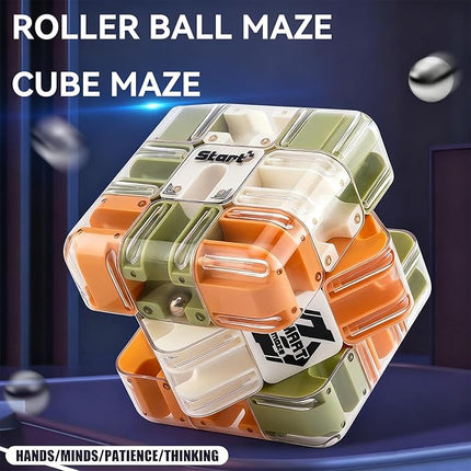 Large Labyrinth 3D Puzzles Maze Cube - Engaging Brain Teaser Toy, 3D Maze Magic Cube & Ball, High Difficulty Puzzle, Brain Training Puzzle, Pefect Gift for Adults Teens, Green