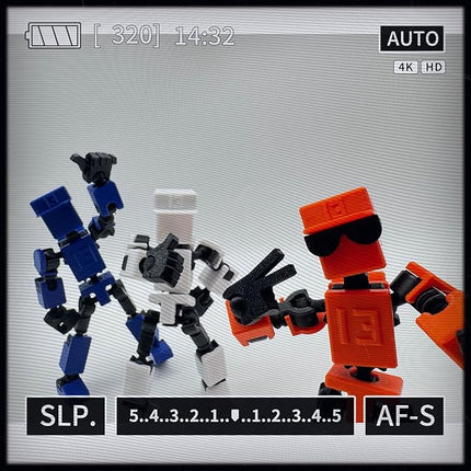 (Assembly Completed) 3D Printed 6.65-inch Action Figure Mini-13, Full Body Mechanical Movable Toy, Multiple Accessories, Desk Decoration, Creative Gifts (Orange)