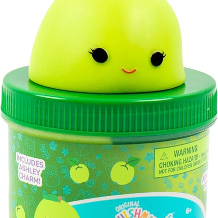 Original Squishmallows Ashley The Apple Premium Cloud Slime, Green Apple Scent, 8 oz. Jar Storage Container with Figurine Topper, Rubber Charm, Goodie Bags Stuffers, Kids Party Favors, Sensory Toys