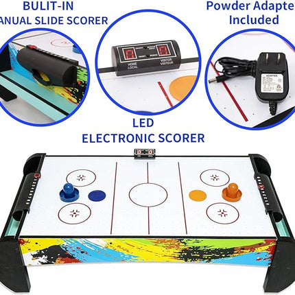 Air Hockey Table for Kids | Tabletop Air Hockey for Children, Girls, Boys, Teens with Air Hockey Pucks and Paddles, Electronic Fans