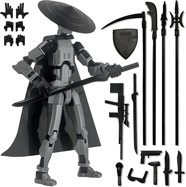 Already Assembled T13 Action Figure Accessories,Dummy 13 T13 Multi-Jointed Movable 3D Printed Toys (Grey)
