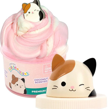Original Squishmallows Cam The Cat Premium Cloud Slime, Coconut-Scented, 8 oz., Storage Container with Figurine Topper, Rubber Charm, Goodie Bags Stuffers, Kids Party Favors, Sensory Toys