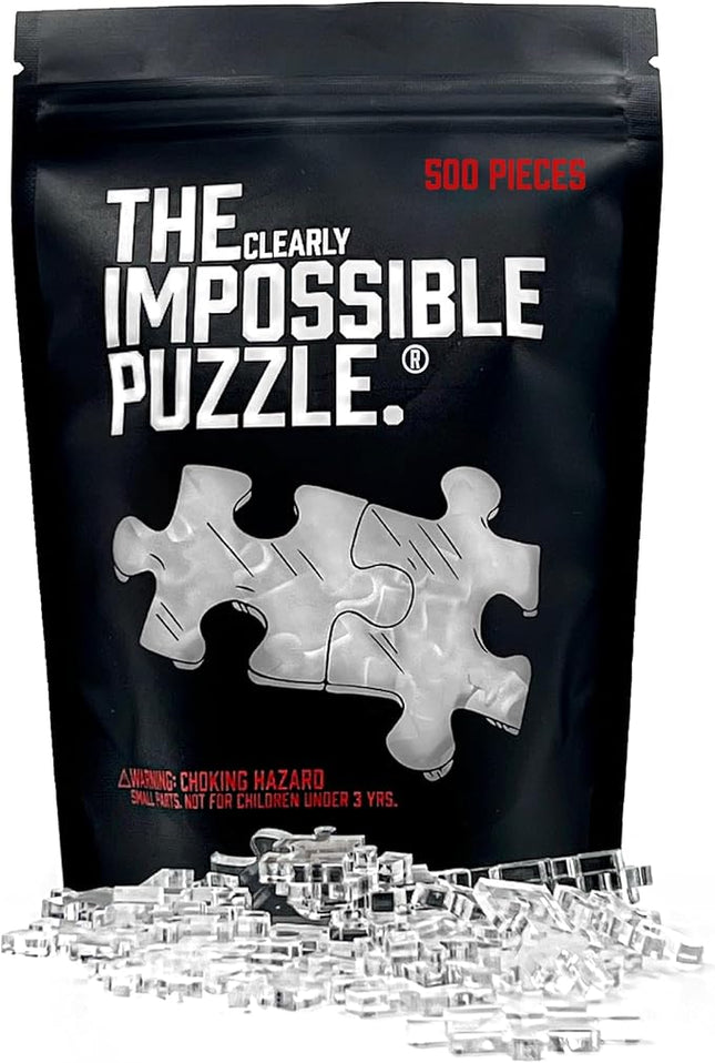 The Clearly Impossible Puzzle 500 Pieces Hard Puzzle for Adults (Acrylic, Jigsaw, 18.75x11 inches, 1 Pound, Made in USA)