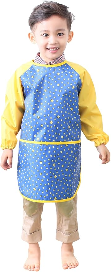 Kids Waterproof Art Smock – Long Sleeve Apron for Painting, Baking, Sensory Play (Ages 1–10)