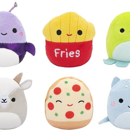Squishmallows Original Micromallows 6-Pack – Axel Beetle, Lune Loch Ness Monster, Floyd French Fries, Orphie Octopus, Pep Pizza, Walker Goat