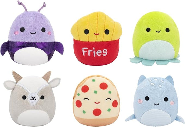 Squishmallows Original Micromallows 6-Pack – Axel Beetle, Lune Loch Ness Monster, Floyd French Fries, Orphie Octopus, Pep Pizza, Walker Goat