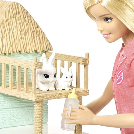 Barbie Vet Doll & Playset, Animal Rescuer Theme with 8 Wildlife Figures, Treehouse, Care Station, Rope Bridge & Accessories