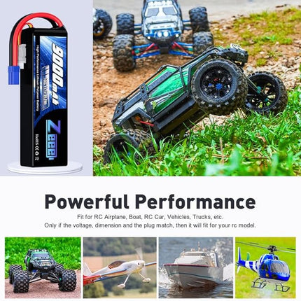 Zeee 3S 9000mAh Lipo Battery 11.1V 100C EC5 Connector with Metal Plates Soft Case RC Battery for RC Car Truck Tank Racing Hobby Models (2 Pack)
