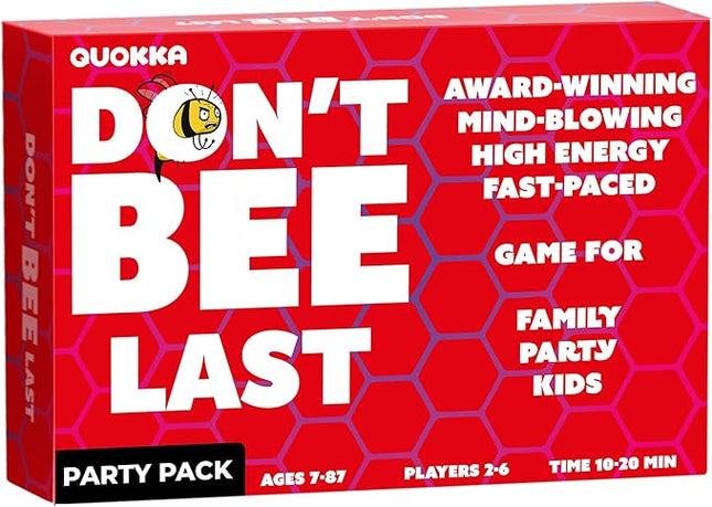 QUOKKA Board Games for Kids 8-12, Family Games for Kids and Adults - Don't Bee Last Party Pack Card Game Ages 6+ - Fast Paced 2-6 Players Easy to Learn - Perfect for Board Games for Family Night