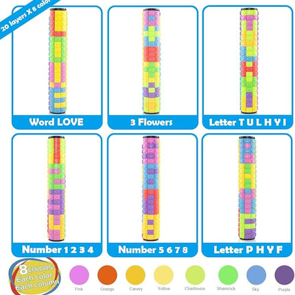 R.Y.TOYS Rotate and Slide Puzzle-Design Patent,Fidget Toys(Restore Order/Create Patterns)8 Colors,20 Layers-Detach Piece for Quick Play,Brain Teaser,Sensory Toys,Birthday Gifts,Easter Basket Stuffers