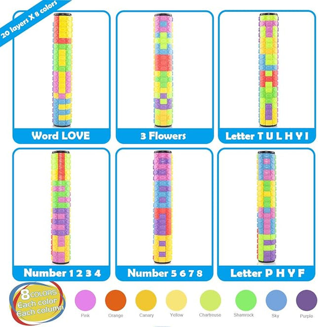 R.Y.TOYS Rotate and Slide Puzzle-Design Patent,Fidget Toys(Restore Order/Create Patterns)8 Colors,20 Layers-Detach Piece for Quick Play,Brain Teaser,Sensory Toys,Birthday Gifts,Easter Basket Stuffers