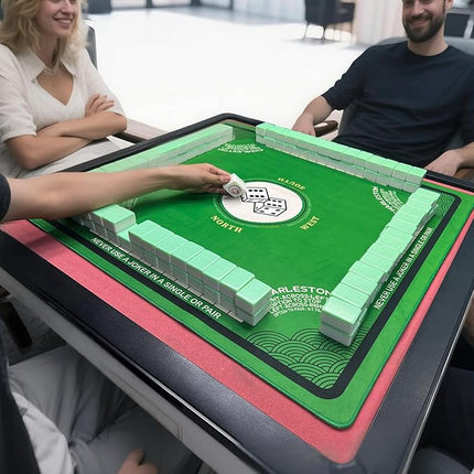 Mahjong Mat for Table with Anti Slip and Noise Reduction, 31.5" x 31.5" Game Mat with Carrying Bag for Poker, Card, Board & Tile Games(Green)