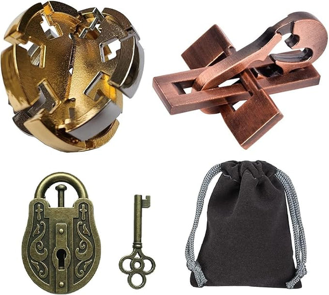 3D Unlock Interlocking Puzzle, Metal Hole Lock, Adult Educational Toy, IQ Puzzle, 3 Combinations, 3 Pack