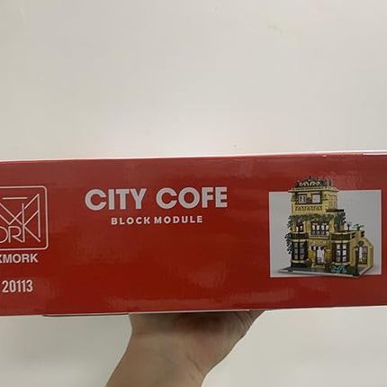 City Cafe Architecture Building Kit with LED Lights,3 Levels City Cafe Model Building Blocks Toy,for 12+Age Teen,Adult（1443 Pieces）