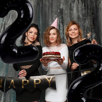 Smlpuame 40 inch Number Balloon 0-9 Black Large Number 16 Balloons,Digital Balloons for Birthday Party Celebration Decorations Supplies, Helium Foil Number Balloons for Wedding Anniversary