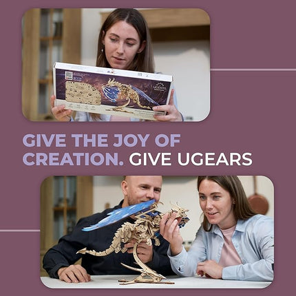 UGEARS 3D Wooden Puzzles for Adults - Windstorm Dragon 3D Puzzle - Mechanical Model Kits for Adults to Build - DIY Building Set Gifts for Fathers Day - 320 Pcs