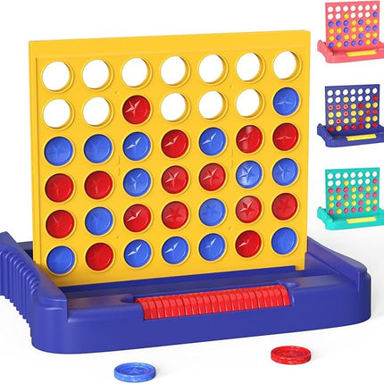 4 in a Row Game Large, Board Game for Kids, Four in a Line, Line Up 4, Classic Family Fun Games for 3 4 5 6 7 8 9+ Year Old Children Boys Girls Adults Yellow (6 Spare Discs Included)