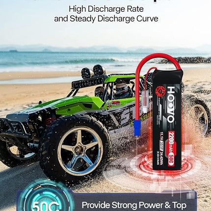 HOOVO 3S 11.1V Lipo Battery 2200mAh 50C with EC3 Plug for RC Car Boat Truck Multi-Motor Heli Airplane Quadcopter Helicopter Hobby