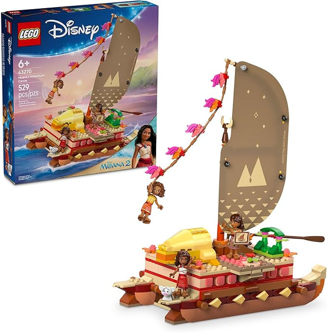 LEGO Disney Moana's Adventure Canoe Building Toy Set - Pretend Play Toy Boat for Kids, Girls & Boys, Ages 6+ - Gift for Birthdays - 43270