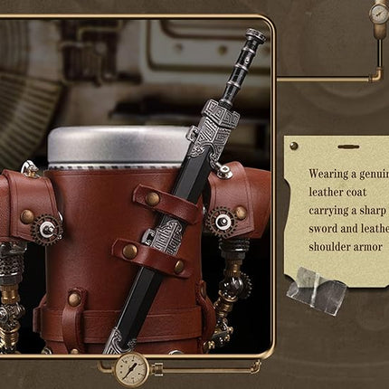 Adult 3D Metal Puzzle, Steampunk Style Pen Holder Metal Model Set, 3D Metal Puzzle Mechanical Pen Holder Building Blocks, DIY Mechanical Model Set, a high-end Gift for Men