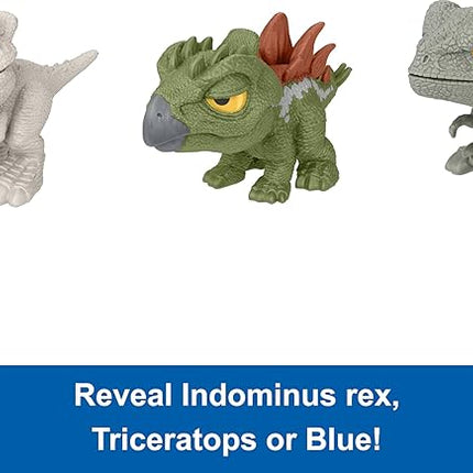 Mattel Jurassic World Crushivores Mini Dinosaur Figure & Accessories, Unboxing Dino Toy with Surprise Reveals, Sensory Compounds & Feeding Play