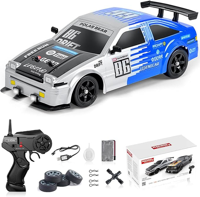 YUZ Remote Control Car Drift RC Car 1:16 Scale 2.4GHz Rechargeable Batterie Drifting Tires RC Cars18KM/H High Speed Racing with LED Lights Spray Racing Toy Cars for Adults Boys Kids Gift