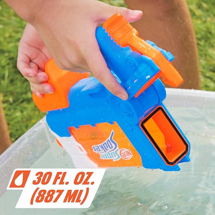 Nerf Super Soaker Flip Fill Water Blaster, 4 Spray Styles, Fast Fill, 30 Fluid Ounce Tank, Water Toys for 6 Year Old Boys & Girls & Up