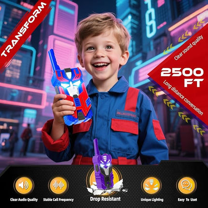 Transform Walkie Talkies for Kids Robot Toys, 3 Pack with Cool Light-Up Eyes & 2500 FT Range, Outdoor Camping Toys, Birthday Gifts for Boys Girls Ages 3-12