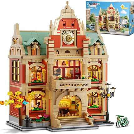 University Club House Building Set with Light,1629PCS City Campus Architecture Model with Painting Drama Baking Music Club, Home Decor Construction Building Block Gift for Adults Boys Girls 12+