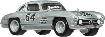 Hot Wheels Team Transport Culture Die-cast Cars, Mercedes-Benz 300 SL, MB Blaues Wunder Flatbed Truck, 1:64 Scale Model
