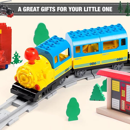 34 Pieces Train Bridge Track, Classic Railway Track with 12 Curved Tracks, 12 Straight Tracks and Bridge Tracks - Compatible with All Major Brands, Toy Track Accessory for Kid, Light Grey