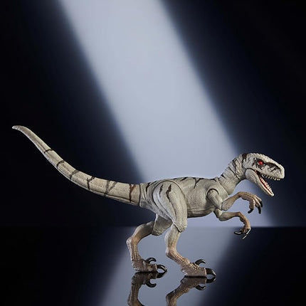 Mattel Jurassic World Hammond Collection Dinosaur Action Figure Toy, Atrociraptor Ghost, Premium Movie Design with Glass Eyes & 14 Points Articulation