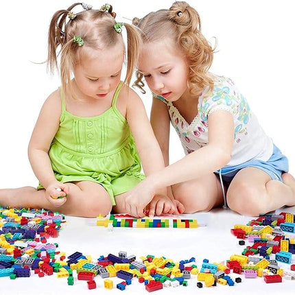 1000 Pieces Building Bricks, Classic Building Bulk Block for Kids with 12pcs Wheels Accessories, Windows, Doors, 2 Packs Studs Sticky Plate, Compatible with All Major Brands, Gfits for Kids