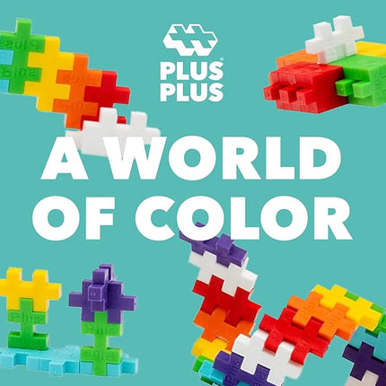PLUS PLUS 240 Piece Interlocking Building Blocks for Kids, Open Ended Connecting Toys, STEM Bin Mini Manipulatives - Rainbow Mix Play Tube & Baseplate