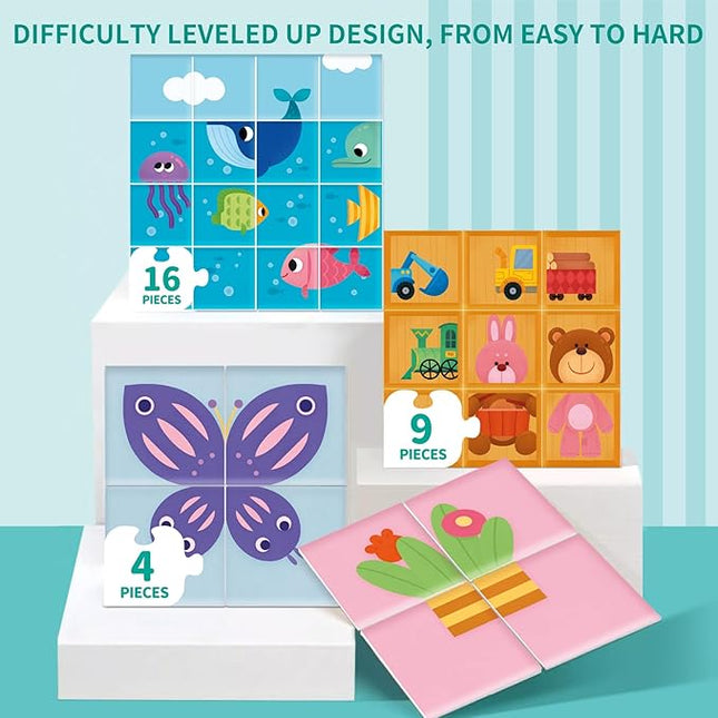 TOI Creative Puzzles for Kids 3-5, Educational Game for 3+ Year Old, Brain Teaser Jigsaw Puzzle with Game Board, Toddler Preschool Learning Activity Color Shape Cognition