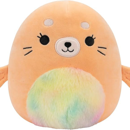 Squishmallows Original 8-Inch Romy Peach Seal with Tie-Dye Belly - Official Jazwares Plush