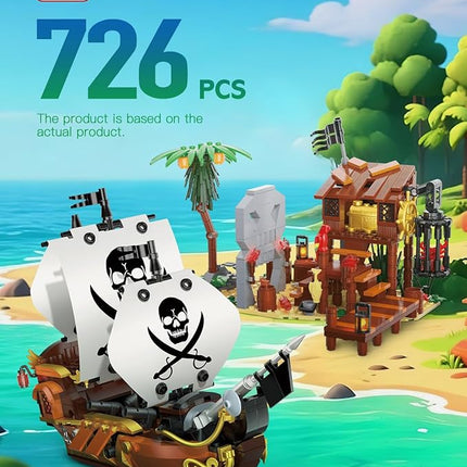 dOvOb Pirate Ship House Mini Blocks Building Set - 726PCS Construction STEM Collection Display Set for Adults and Teen