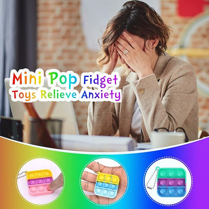 Kids Party Favors Fidget Toys Bulk 30 Pack Mini Pop Fidget Keychain Its Birthday Party Favors for Kids 4-8,8-12 Small Valentines Classroom Prizes It Student Gifts for Students Goodie Bag Stuffers