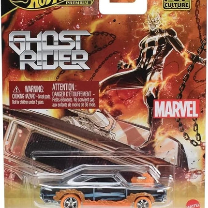 Hot Wheels Premium Marvel Ghost Rider Charger, Die-Cast Metal Car, Pop Culture Collection JBL81