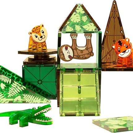 MAGNA-TILES Jungle Animals 25-Piece Magnetic Construction Set, The ORIGINAL Magnetic Building Brand